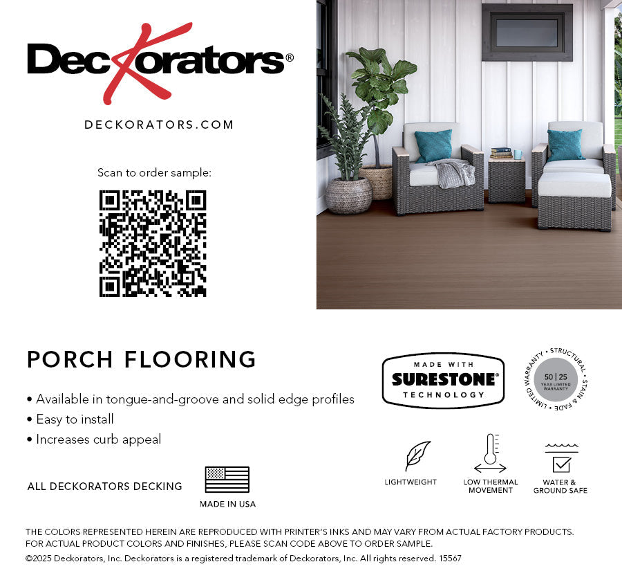 Porch Flooring - Chicory Swatch Card with Product Details