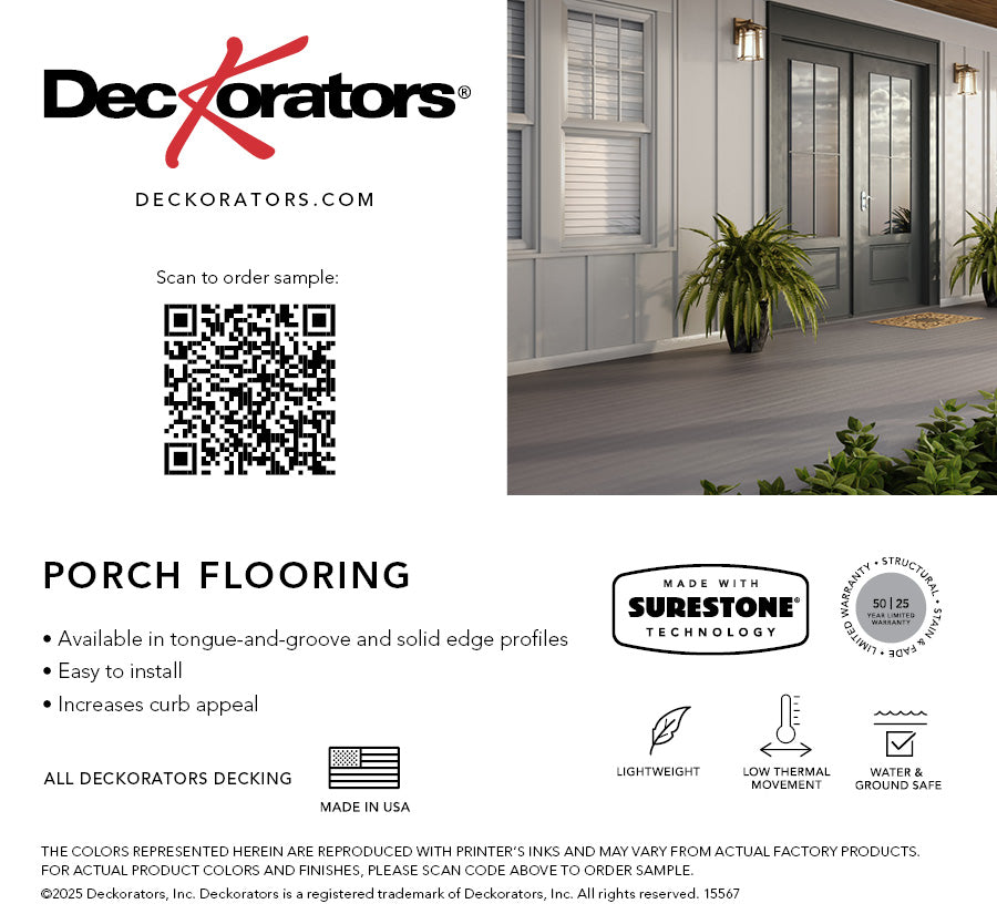 Porch Flooring - Kettle Swatch Card with Product Details