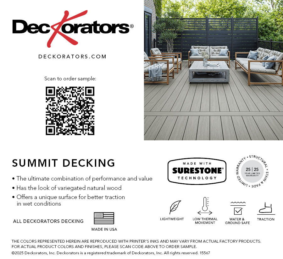 Summit Glacier Decking Swatch Card with Product Details