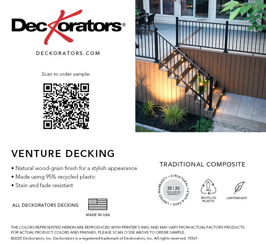 Venture Sandbar Decking Swatch Card with Product Details