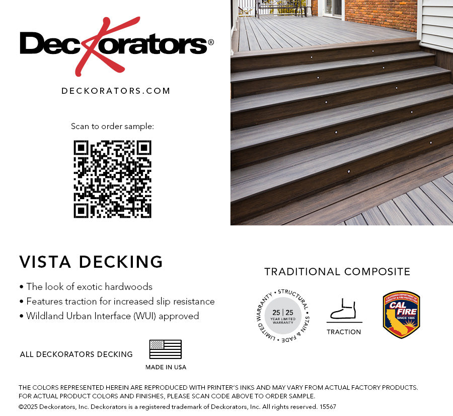 Vista Driftwood Decking Swatch Card with Product Details