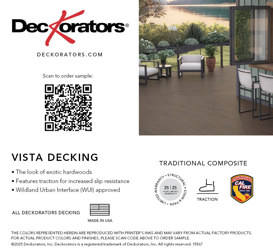 Vista Ironwood Decking Swatch Card with Product Details