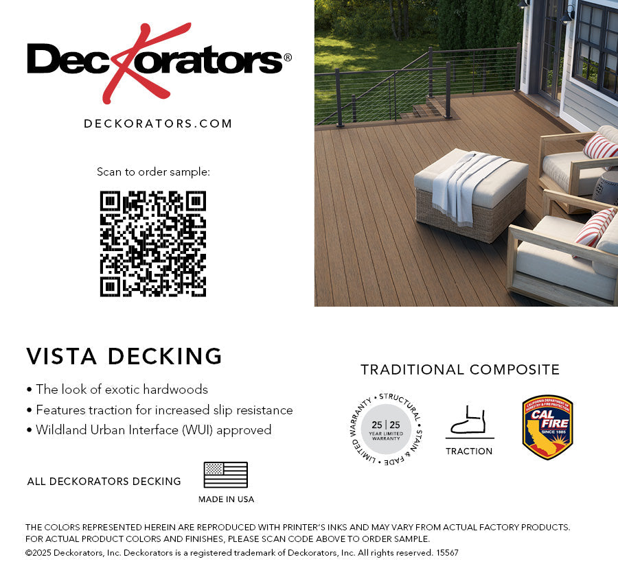 Vista Dunewood Decking Swatch Card with Product Details