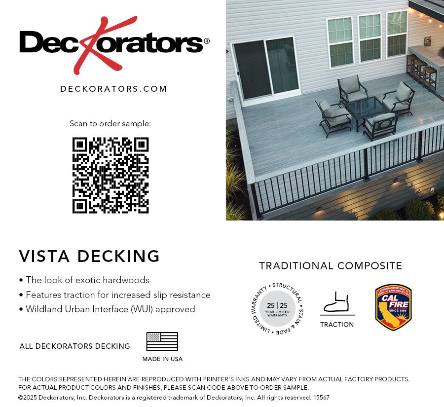 Vista Silverwood Decking Swatch Card with Product Details