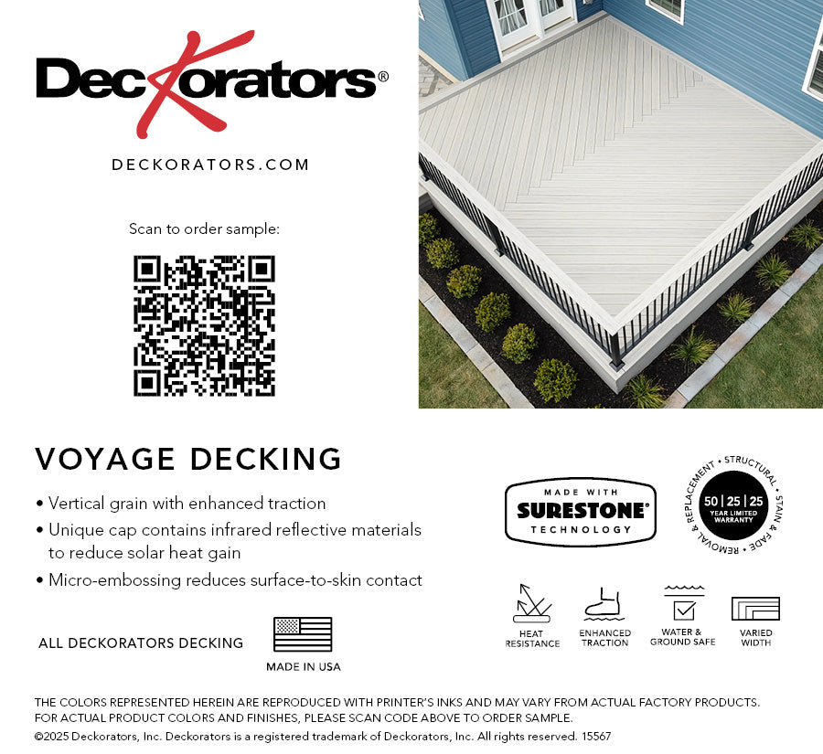 Voyage Tundra Decking Swatch Card with Product Details