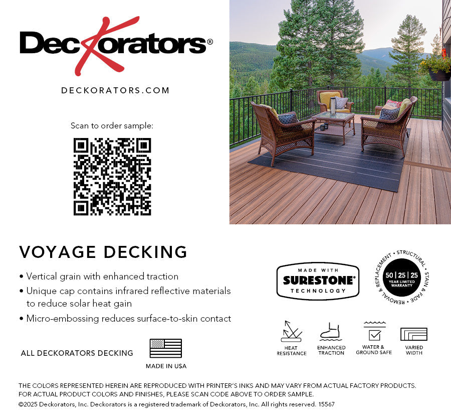 Voyage Sedona Decking Swatch Card with Product Details