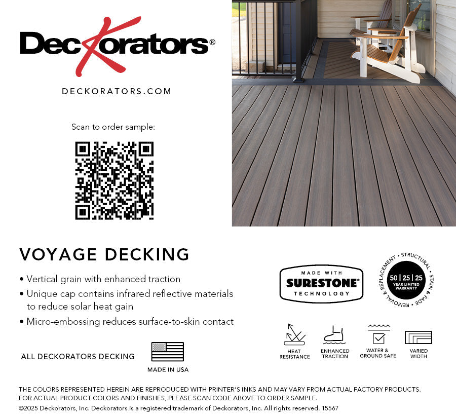 Voyage Khaya Decking Swatch Card with Product Details