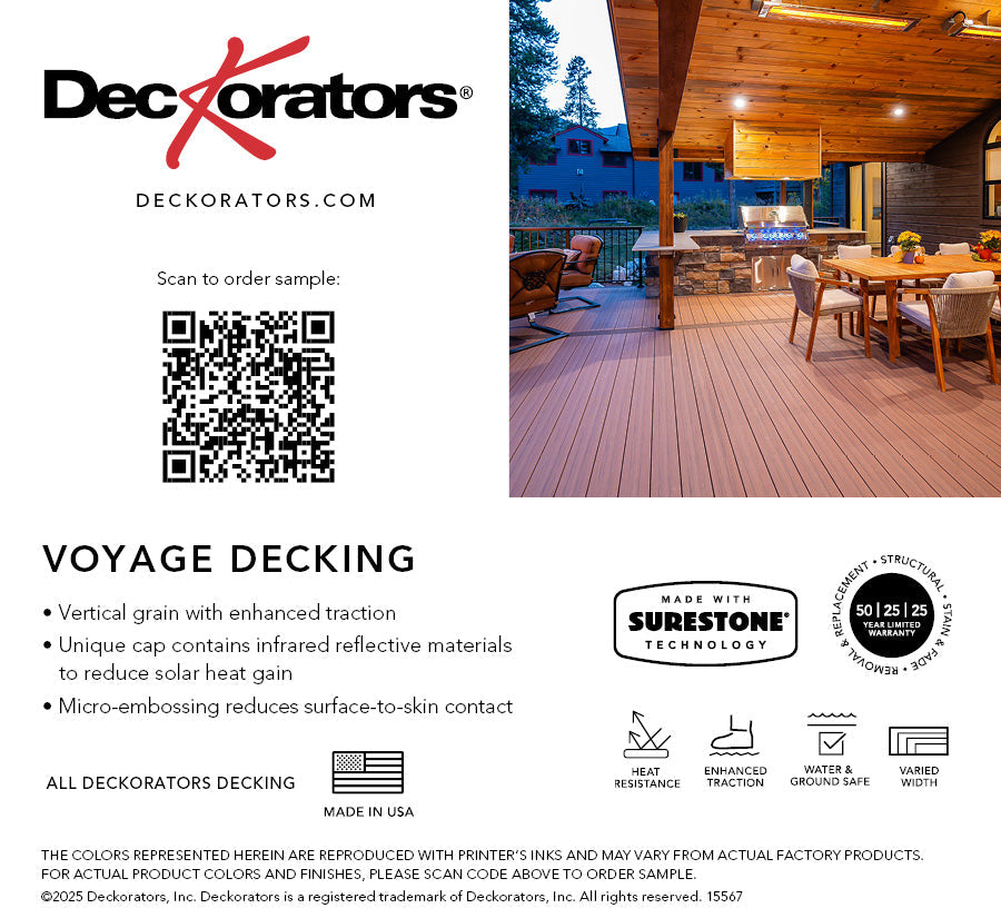 Voyage Mesa Decking Swatch Card with Product Details