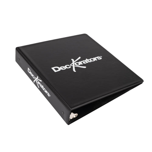 Black binder with 'DecoKreators' logo on a white background