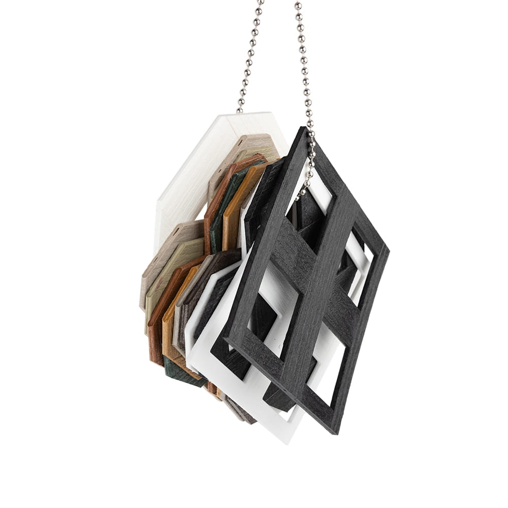 Variety of Deckorators Plastic Lattice Style and Color Samples on a Ball Chain