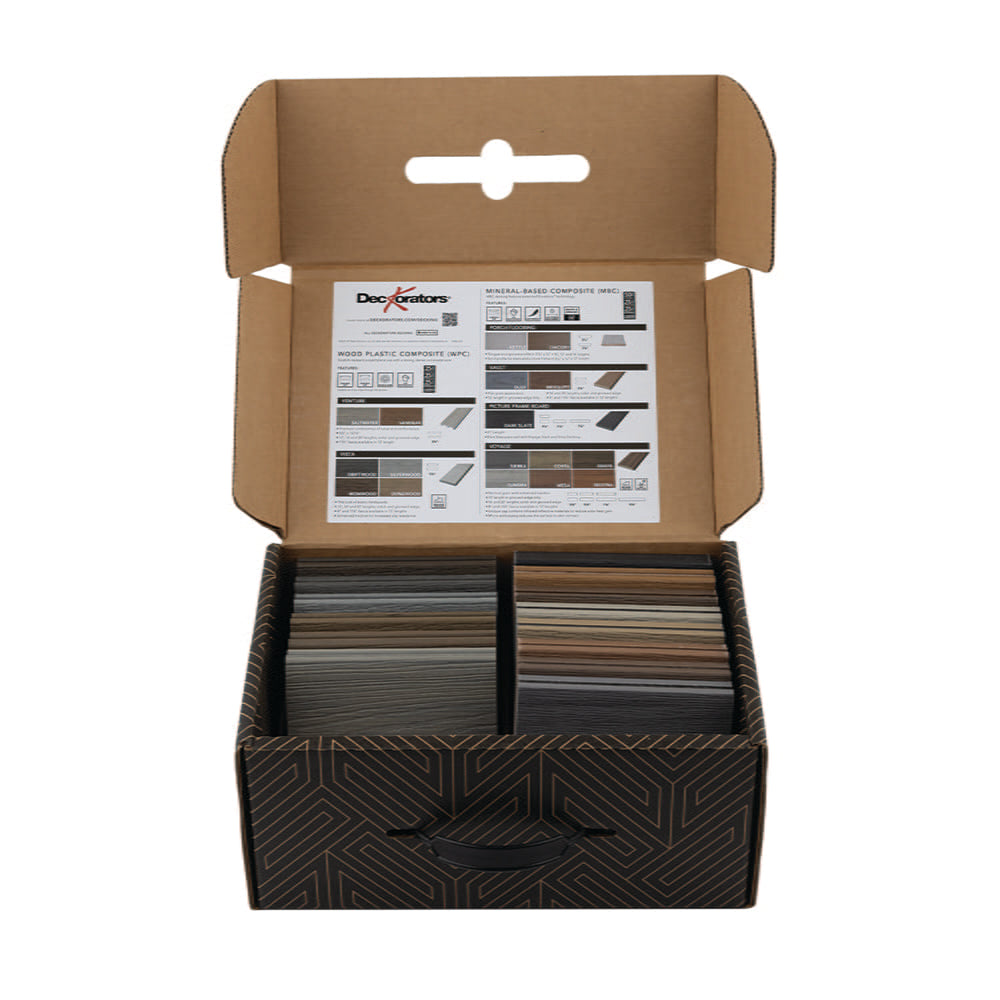 Deckorators branded Cardboard Sample Box Opened Up