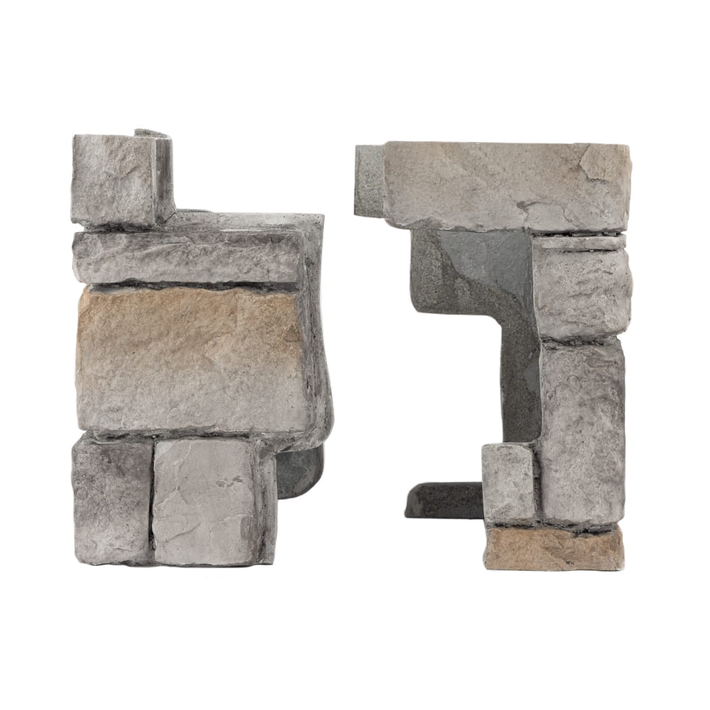 Deckorators 2-piece Grey Stone Post Cover Display Separated Out