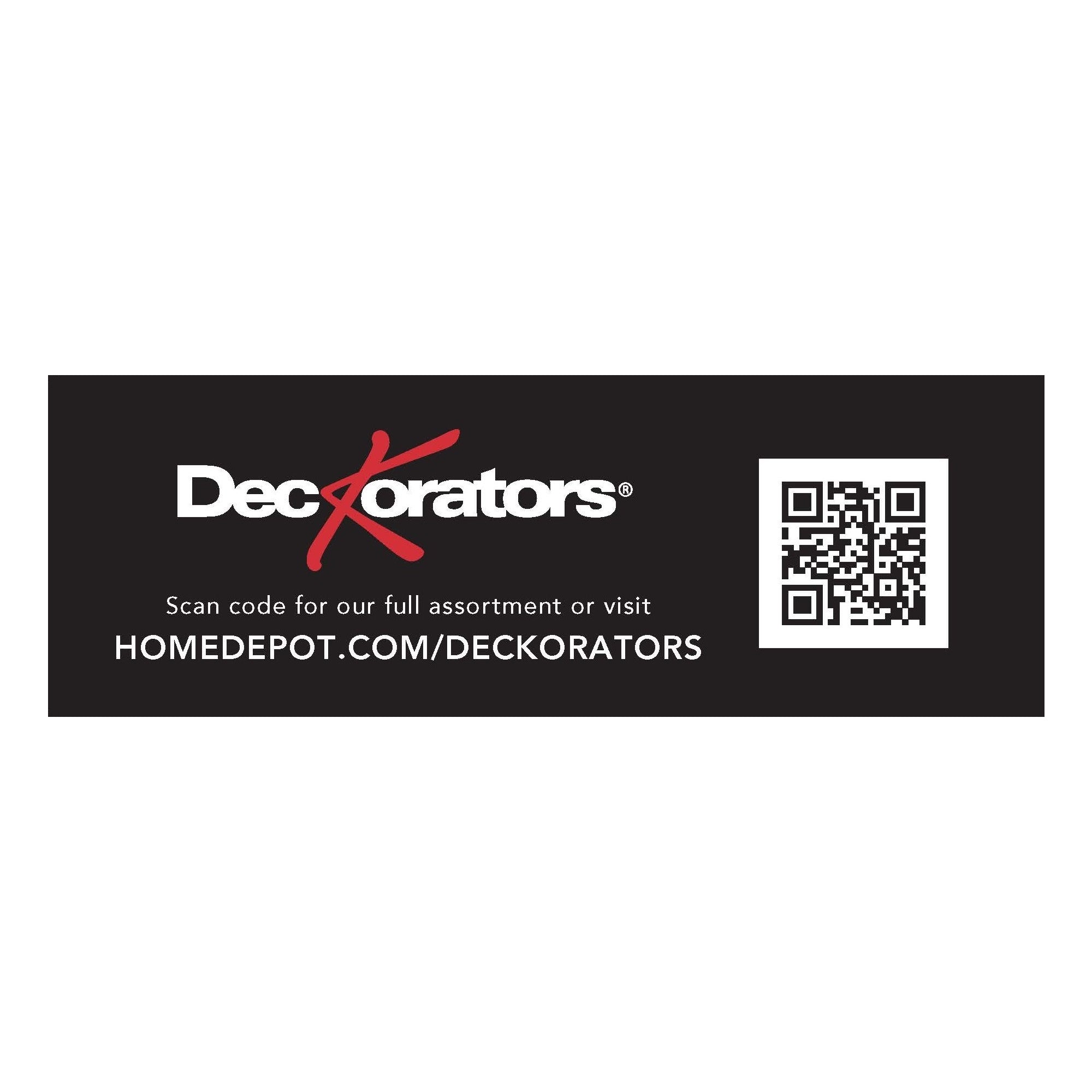 Magnet with Deckorators logo with a QR code on a black background