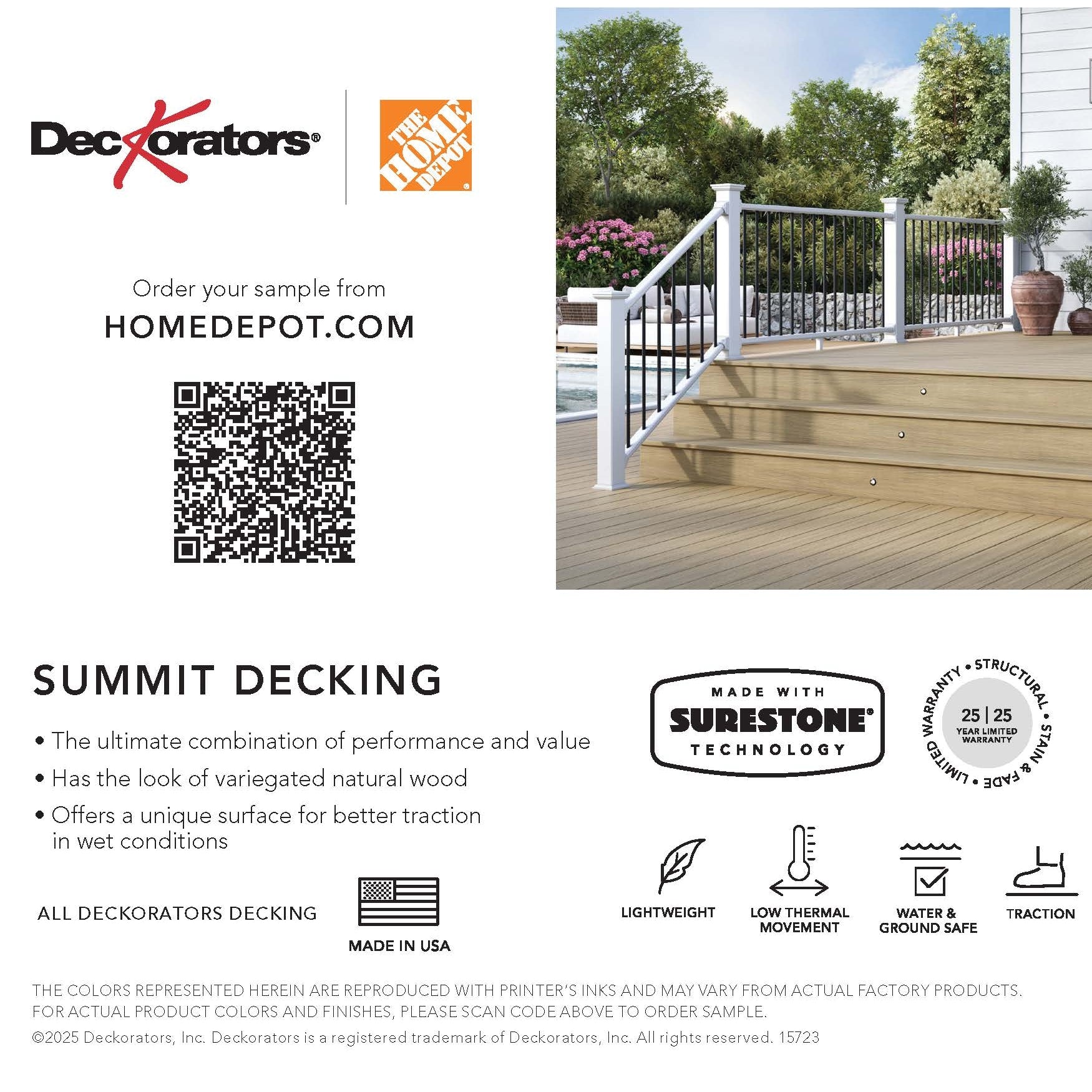 Summit Cliffside Decking Swatch Card with Product Details