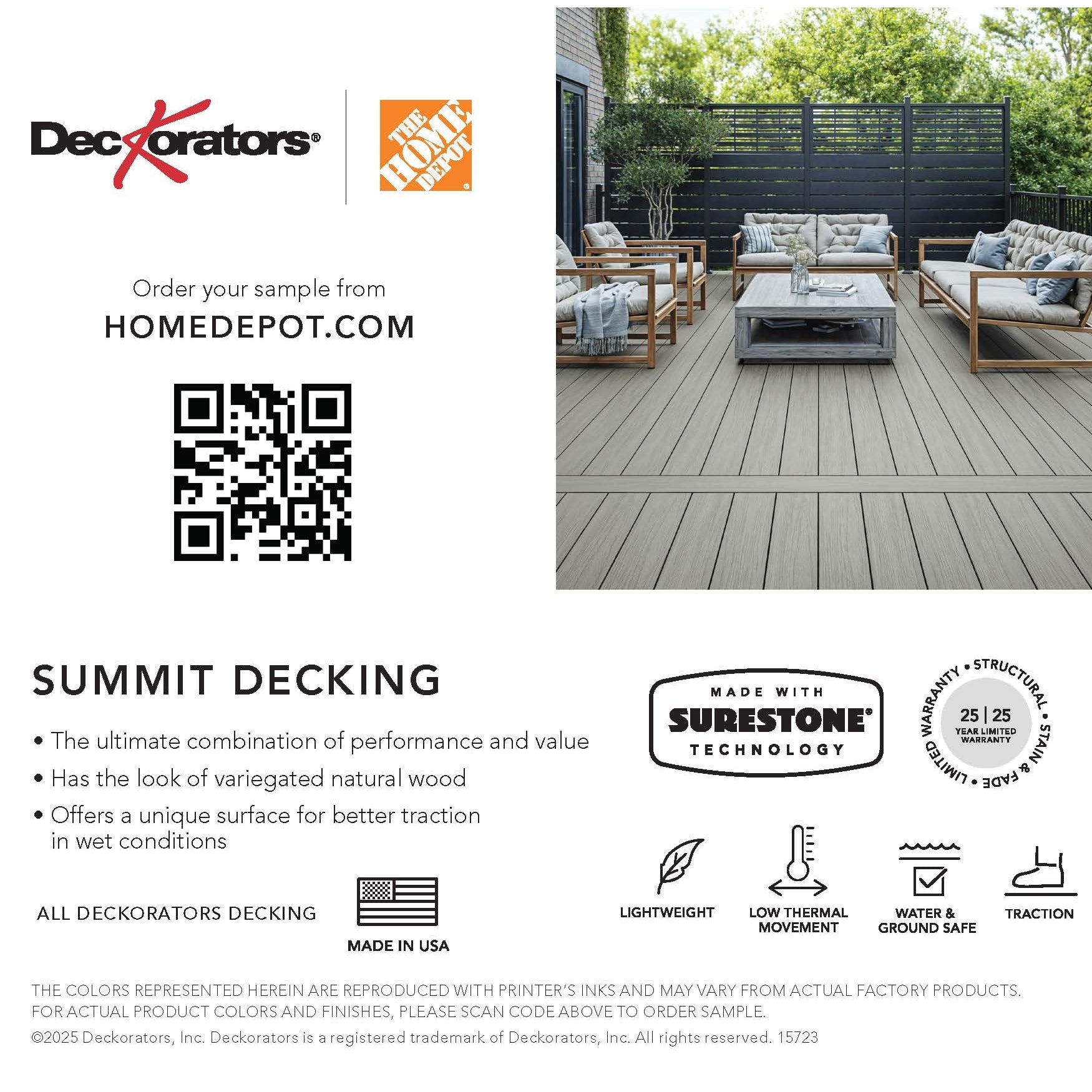 Summit Glacier Decking Swatch Card with Product Details