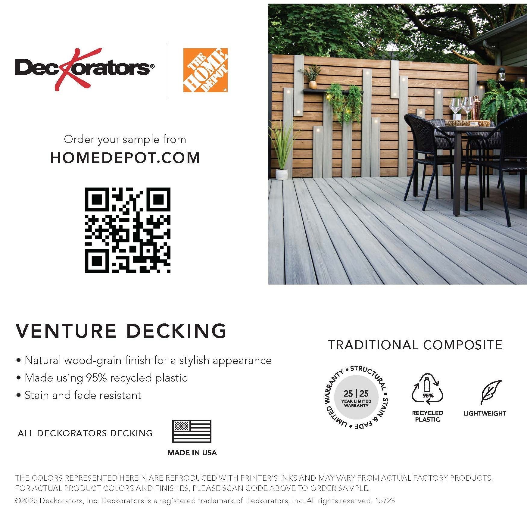 Venture Sandbar Decking Swatch Card with Product Details