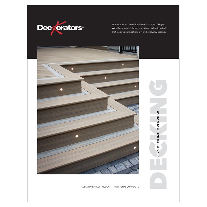 Deckorators Decking Overview Brochure with composite deck steps on cover