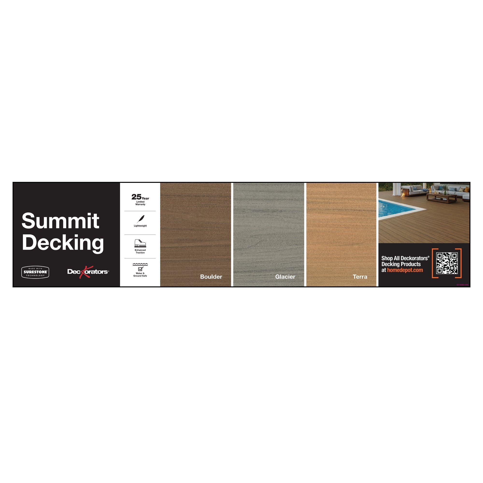 Summit Decking product sign with color swatches