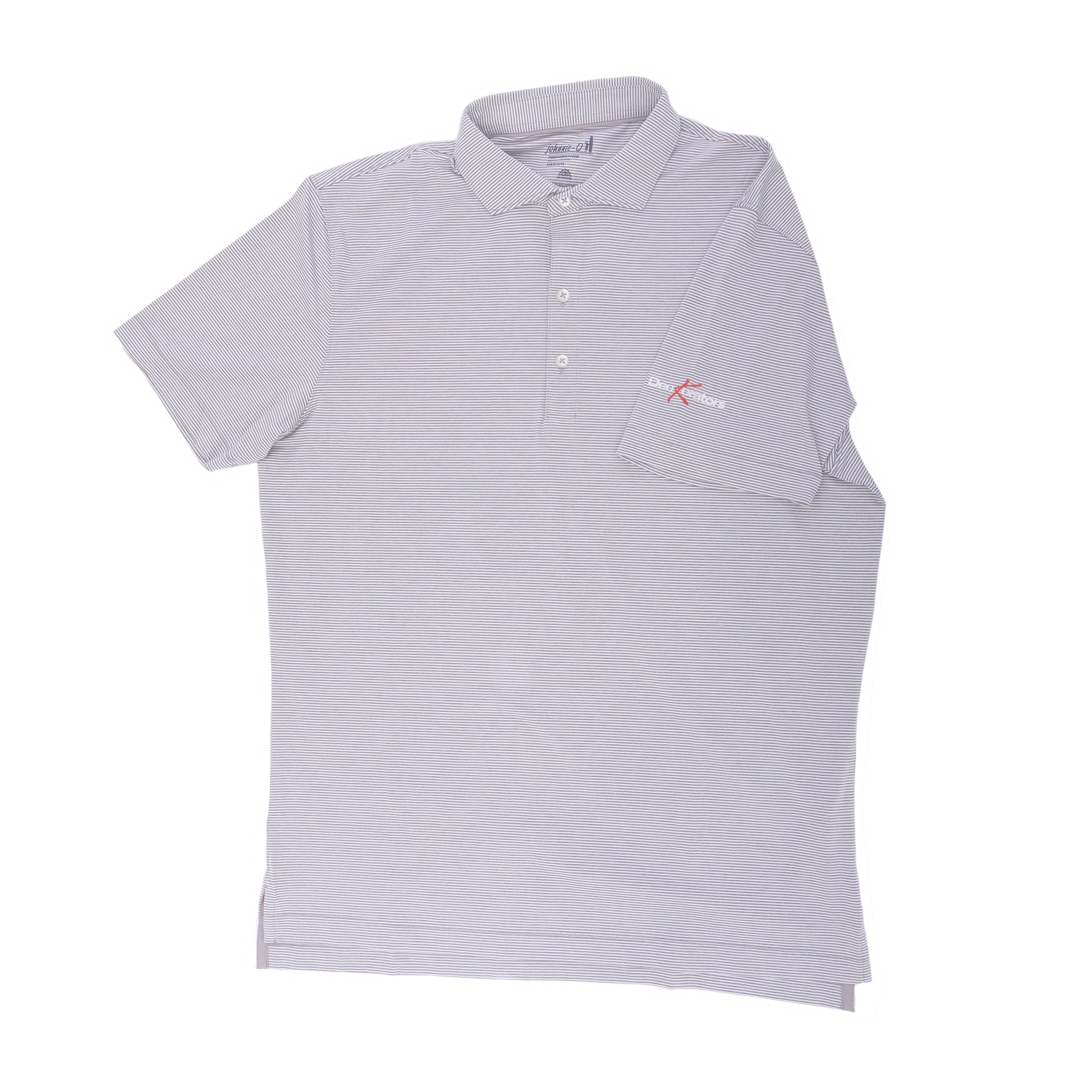 Johnnie-O Men's Meteor Lyndon Striped Polo with Deckorators logo on sleeve