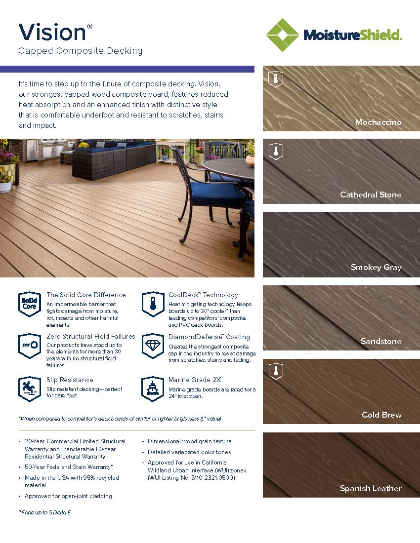 MoistureShield Vision Composite Decking Sell Sheet Page 1 Image