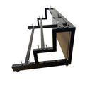 Black metal frame with horizontal bar on a white background